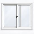 Ventana corrediza de PVC blanco con apertura horizontal