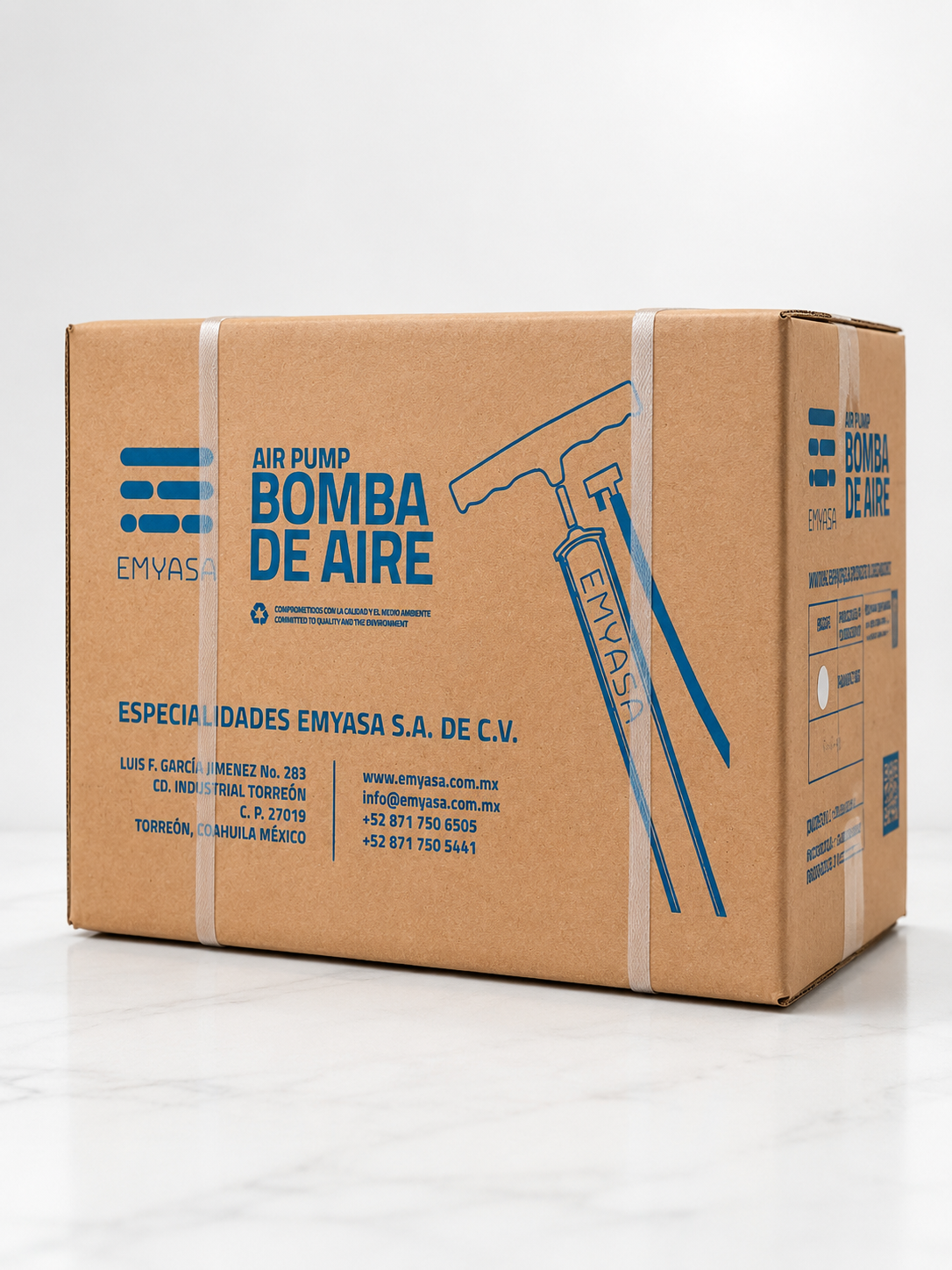 Bomba de aire manual EMYASA vista frontal con componentes de operación