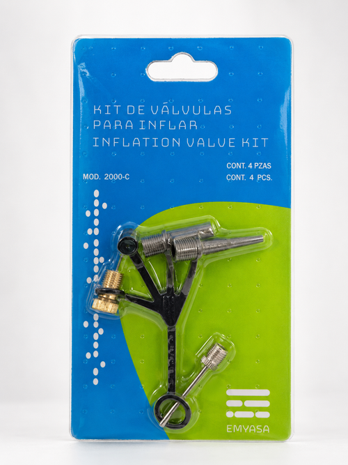 Contenido del kit de válvulas para inflar